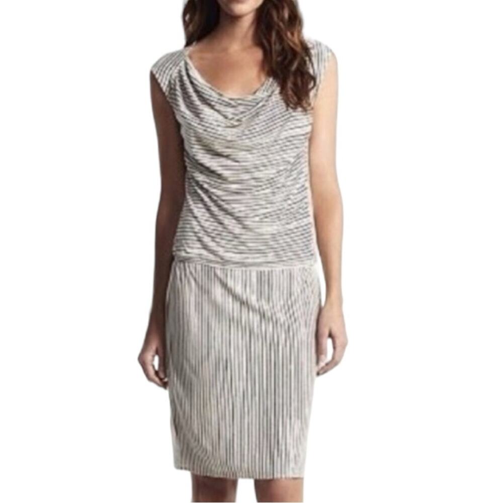 Derek Lam Striped Jersey Knit Drop Waist Dress Size M